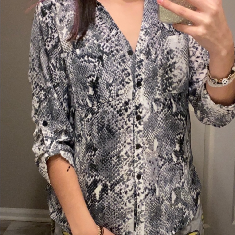 Snake print button up